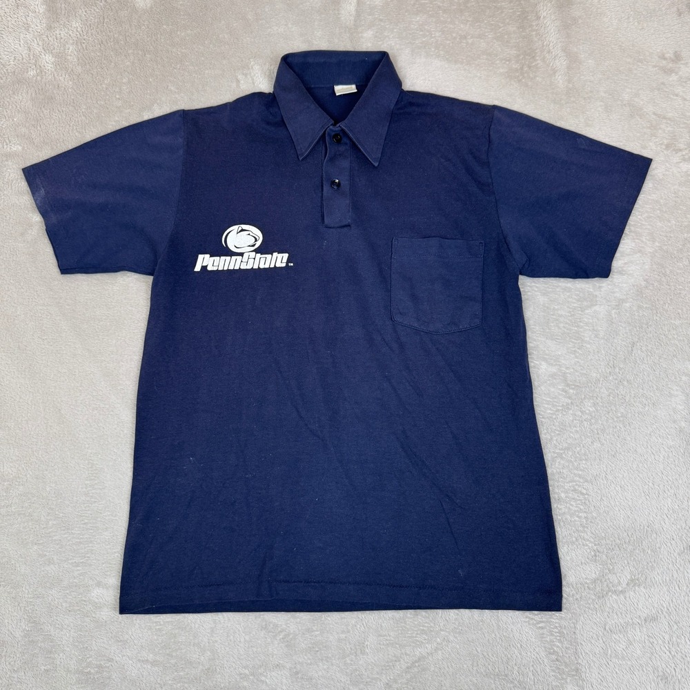 VTG 80s Sportswear Penn State Lions Football Polo Shirt Mens M‎ Blue